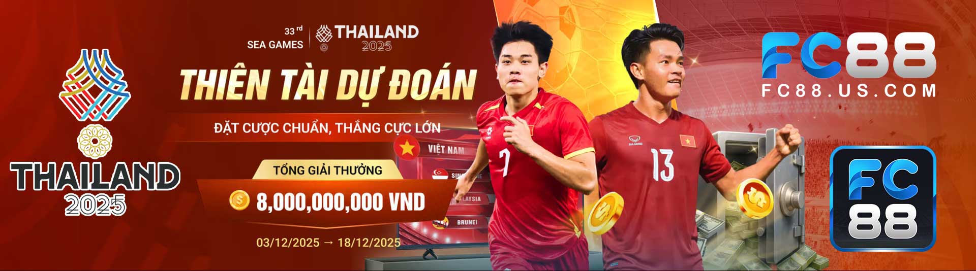 FC88 tổ chức sự kiện Dự đoán kết quả bóng đá tuyển Việt Nam tại Seagame 33